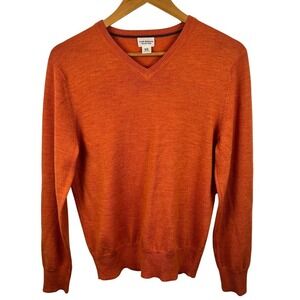 Club Monaco Mens XS Wool Baselayer Sweater Italian Yarn Orange Layers Academia